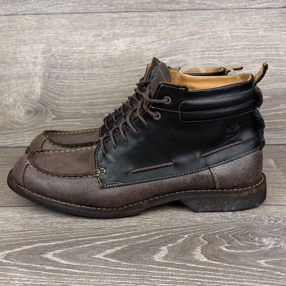 Timberland Earthkeepers 73173 Men's Sz 8.5M Black Brown Leather Mid Chukka Boots - Picture 3 of 12